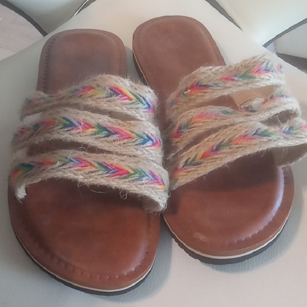 Multicolor Braided Women's Sandals 10 Narrow